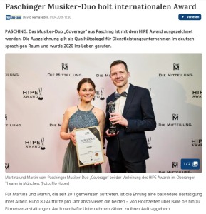 Coverage in der Regionalzeitung Tips Linz Land